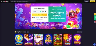 Bitstarz Casino - Official casino logo, game screenshots and promotional materials featuring welcome bonuses and game selection