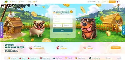 Cobber Casino - Official casino logo, game screenshots and promotional materials featuring welcome bonuses and game selection