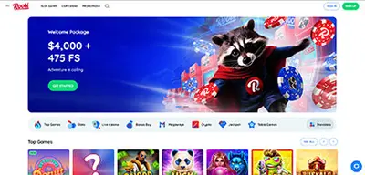 Rooli Casino - Official casino logo, game screenshots and promotional materials featuring welcome bonuses and game selection