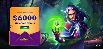 Shazam Casino - Official casino logo, game screenshots and promotional materials featuring welcome bonuses and game selection