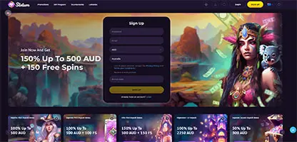 Slotum Casino online casino - Official logo, game selection screenshots, welcome bonus promotions and user interface preview