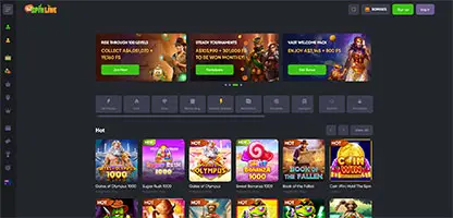 Spinline Casino online casino - Official logo, game selection screenshots, welcome bonus promotions and user interface preview