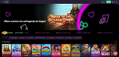 Uptown Pokies Casino - Official casino logo, game screenshots and promotional materials featuring welcome bonuses and game selection